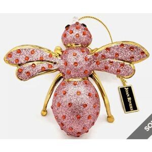 New in box Joan Rivers blown glass bee ornament pink XXV 2015
